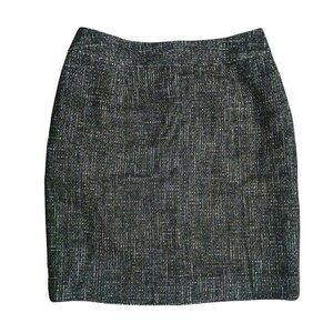 Halogen Black/White Tweed Wool Blend Mini Skirt,‎ Size 2, Back Zipper